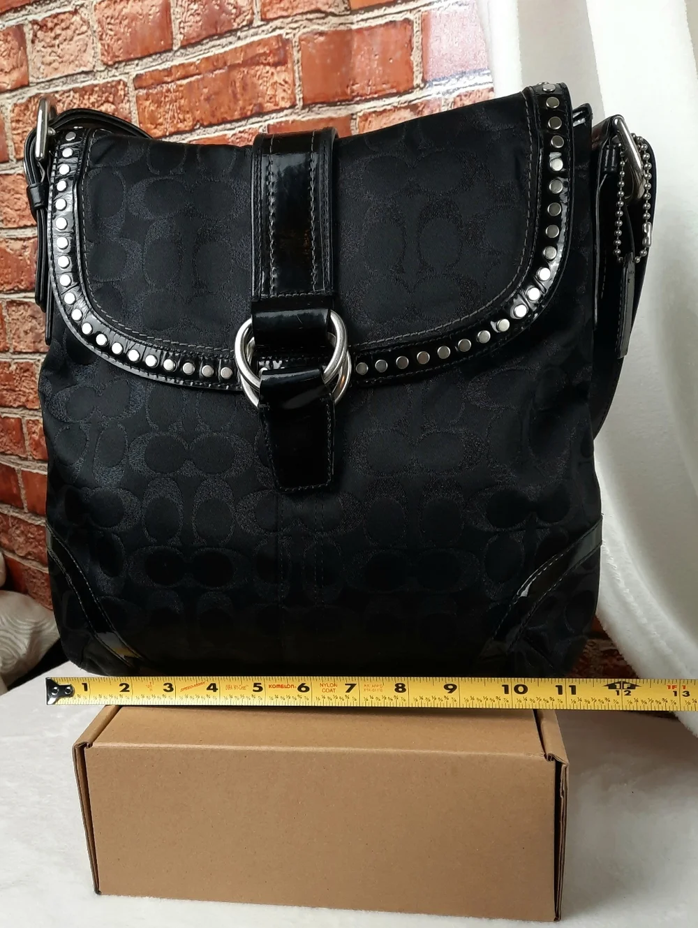 Coach Black Signature Studded Shoulder Bag